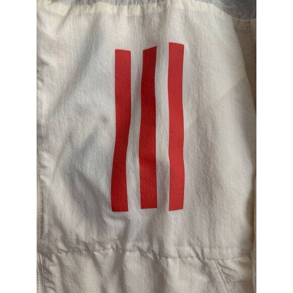 Adidas WND Wind Motion Hooded Sports‎ Jacket Primegreen L Cream Orange Black - Picture 2 of 10